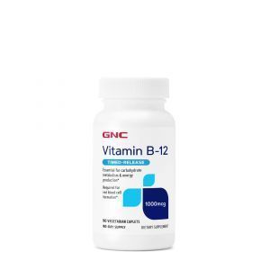 Витамин В-12 (цианокобаламин), Vitamin B-12, GNC, 1000 мкг, 90 вегетарианских капсул