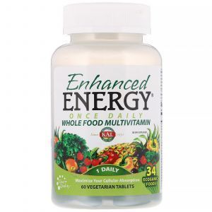 Мультивитамины из натуральных продуктов для энергии, Once Daily Whole Food Multivitamin, KAL, 60 таблеток