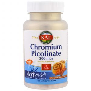 Пиколинат хрома со вкусом булочки с корицей, Chromium Picolinate, KAL, 120 таб.