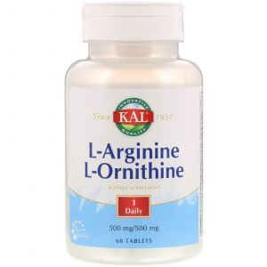 L-аргинин, L-орнитин, L-Arginine L-Ornithine, KAL, 60 таблеток