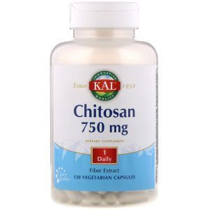 Хитозан, Chitosan, KAL, 750 мг, 120 капсул