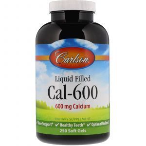 Кальций 600 мг, Liquid Filled Cal-600, Carlson Labs, 600 мг, 250 кап.