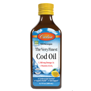 Омега-3 + витамины A и D3, The Very Finest Cod Oil, Carlson Labs, норвежский рыбий жир, 1100 мг, лимон, 200 мл
