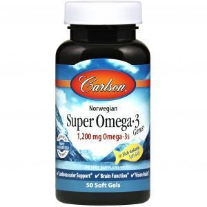 Омега-3, рыбий жир, Omega-3 Gems, Fish Gel, Carlson Labs, 1200 мг, 50 капсул