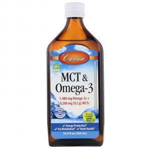 МСТ и Омега-3, со вкусом лимона и лайма, MCT & Omega-3, Carlson Labs, 500 мл