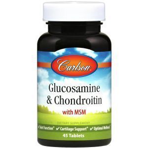  Глюкозамин, хондроитин и МСМ, Glucosamine & Chondroitin, with MSM, Carlson Labs, 45 таблеток