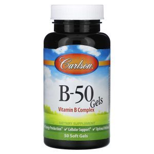 Витамин В-50 (комплекс), Vitamin B-50 Gels, Carlson, 50 гелевых капсул