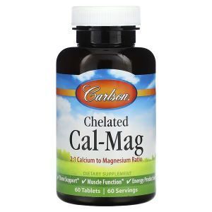 Кальцій та магній, Chelated Cal-Mag, Carlson Labs, хелатний, 60 таблеток