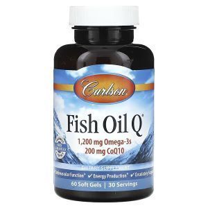  Рыбий жир (Омега-3 + коэнзим Q10), Fish Oil Q, Carlson, 60 гелевых капсул