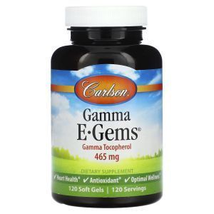  Витамин Е (Гамма-токоферол), Gamma E-Gems, Carlson, 465 мг, 120 гелевых капсул