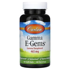  Витамин Е (Гамма-токоферол), Gamma E-Gems, Carlson, 465 мг, 60 гелевых капсул