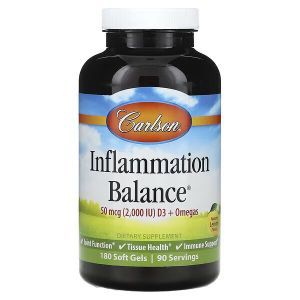 Противовоспалительный комплекс, Inflammation Balance, Carlson, натуральный лимон, 180 гелевых капсул