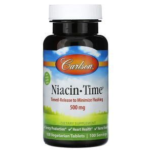 Ниацин-тайм (Витамин В3), Niacin-Time, Carlson, 500 мг, 100 вегетарианских таблеток