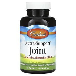 Глюкозамін, хондроїтин та ЧСЧ, Nutra-Support Joint, Carlson, для суглобів, сполучної тканини та хрящів, 60 таблеток