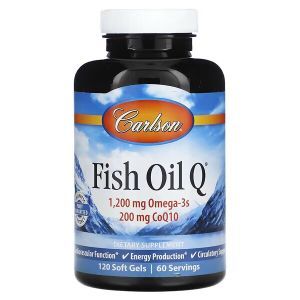 Риб'ячий жир (Омега-3 + коензим Q10), Fish Oil Q, Carlson, 120 гелевих капсул