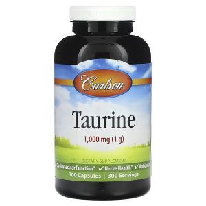 Таурін, Taurine, Carlson, 1000 мг, 300 капсул
