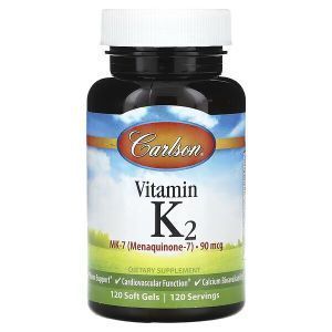 Вітамін K2, Vitamin K2, Carlson, 90 мкг, 120 гелевих капсул