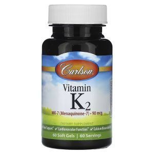 Витамин K2, Vitamin K2, Carlson, 90 мкг, 60 гелевых капсул