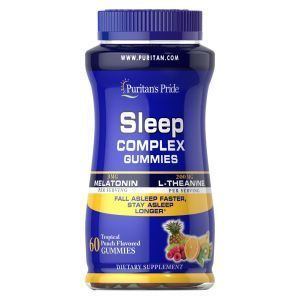 Формула для сна с мелатонином и L-теанином, Sleep Complex, Puritan's Pride, 60 жевательных конфет
