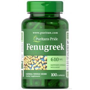 Пажитник, семена, Fenugreek, Puritan's Pride, 610 мг, 100 капсул
