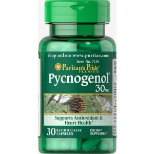 Пикногенол, Pycnogenol, Puritan's Pride, 30 мг, 30 капсул быстрого высвобождения
