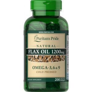 Льняное масло, Flax Oil, Puritan's Pride, 1200 мг, натуральное, 200 гелевых капсул
