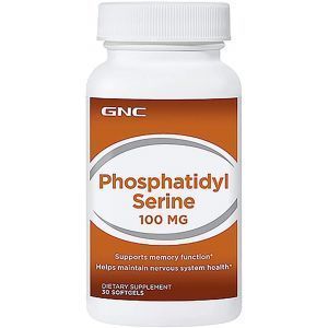 Фосфатидилсерин, питание для мозга, PhosphatidylSerine, GNC, 100 mg, 30 гелевых капсул