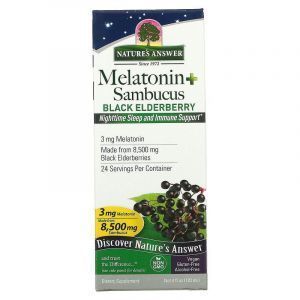 Мелатонин + бузина, Melatonin Sambucus, Nature's Answer, ночной сон и поддержка иммунитета, 120 мл