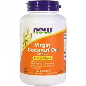 Кокосовое масло, Coconut Oil, Now Foods, первого отжима, 1000 мг, 120 гелевых капсул