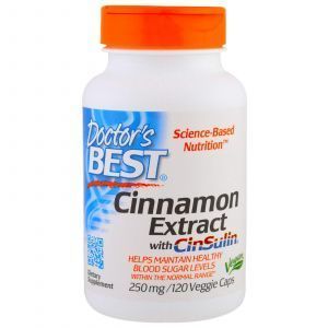 Экстракт корицы, Cinnamon Extract with CinSulin, Doctor's Best, 250 мг, 120 капс