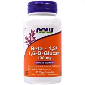 Бета глюкан, Beta-1,3/1,6-D-Glucan, Now Foods, 100 мг, 90 к