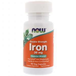Железо, Iron, Now Foods, 36 мг, 90 ка