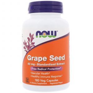 Экстракт виноградных косточек (Grape Seed), Now Foods, 180 кап. в растительной оболоч