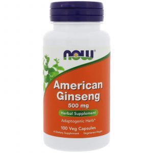 Женьшень американский, American Ginseng, Now Foods, 500 мг, 100 к
