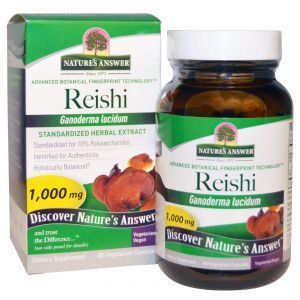 Лечебные грибы рейши (Reishi), Nature's Answer, стандартизированный экстракт, 60 к