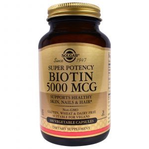Біотин, Biotin, Solgar, 5000 мкг, 100 капсул