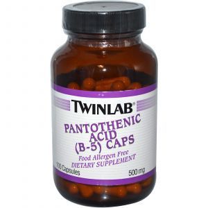 Пантотеновая кислота, Twinlab, 500 мг,100 капсу