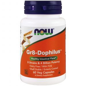 Пробиотики, Gr8-Dophilus, Now Foods, 4 млрд КОЕ, 60 кап