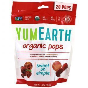 Леденцы с разными фруктовыми вкусами, Pops, YumEarth, органик, 119 