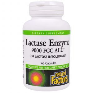 Лактаза (Lactase Enzyme), Natural Factors, 9000 ед, 60 ка