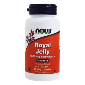 Маточное молочко, Royal Jelly, Now Foods, 1500 мг, 60 вегетарианских капсул