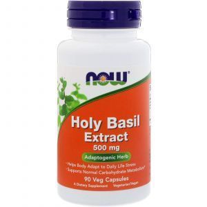 Базилик священный, экстракт, Holy Basil, Now Foods, 500 мг, 90 кап