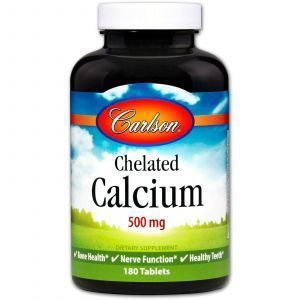 Кальций хелат, Chelated Calcium, Carlson Labs, 500 мг, 180 таблет