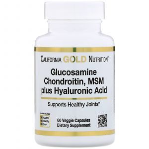 Глюкозамин, хондроитин, МСМ + гиалуроновая кислота, Glucosamine Chondroitin, MSM plus Hyaluronic Acid, California Gold Nutrition, 60 капсул