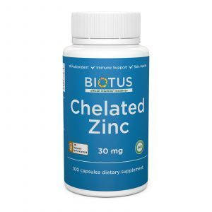 Хелатный цинк 30мг, Chelated Zinc, Biotus, 100 капсул
