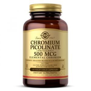 Хром пиколинат, Chromium Picolinate, Solgar, 500 мкг, 60 вегетарианских капсул
