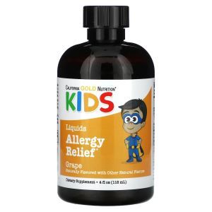 Жидкое средство от аллергии для детей, Liquid Allergy Relief for Children, California Gold Nutrition, без спирта, со вкусом винограда, 118 мл