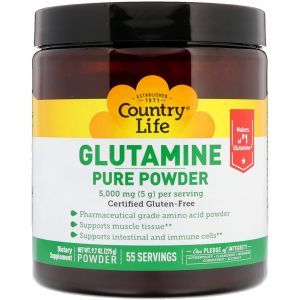 Глютамин в порошке, Glutamine Pure Powder, Country Life, 5000 мг, 275 г