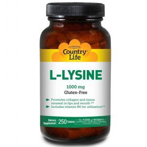 L- лизин, Country Life, 1000 мг, 250 таблет