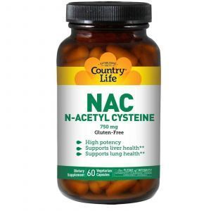 N-ацетинцистеин, Country Life, 750 мг, 60 ка